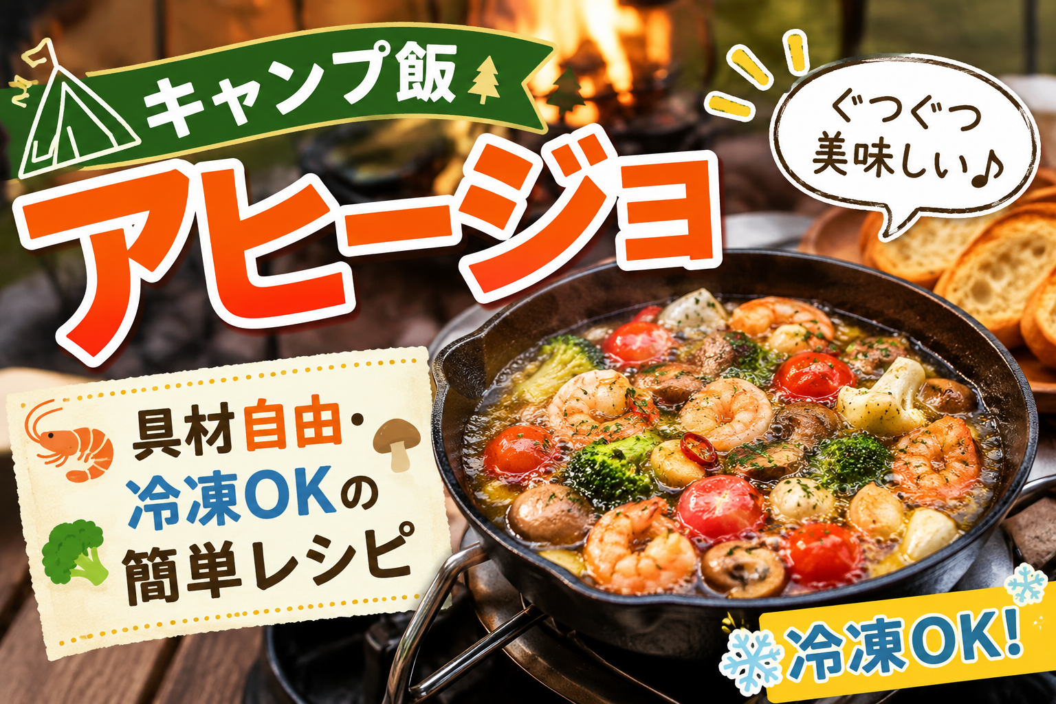 【キャンプ飯】アヒージョ|具材自由・冷凍OKで失敗しない簡単レシピ