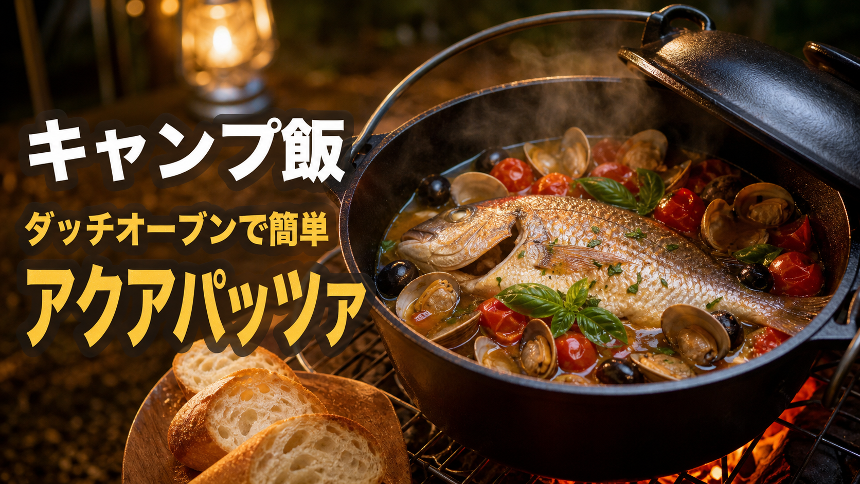 【キャンプ飯】ダッチオーブン一つで簡単アクアパッツァ！子どもも喜ぶ魚介の旨みたっぷりレシピ