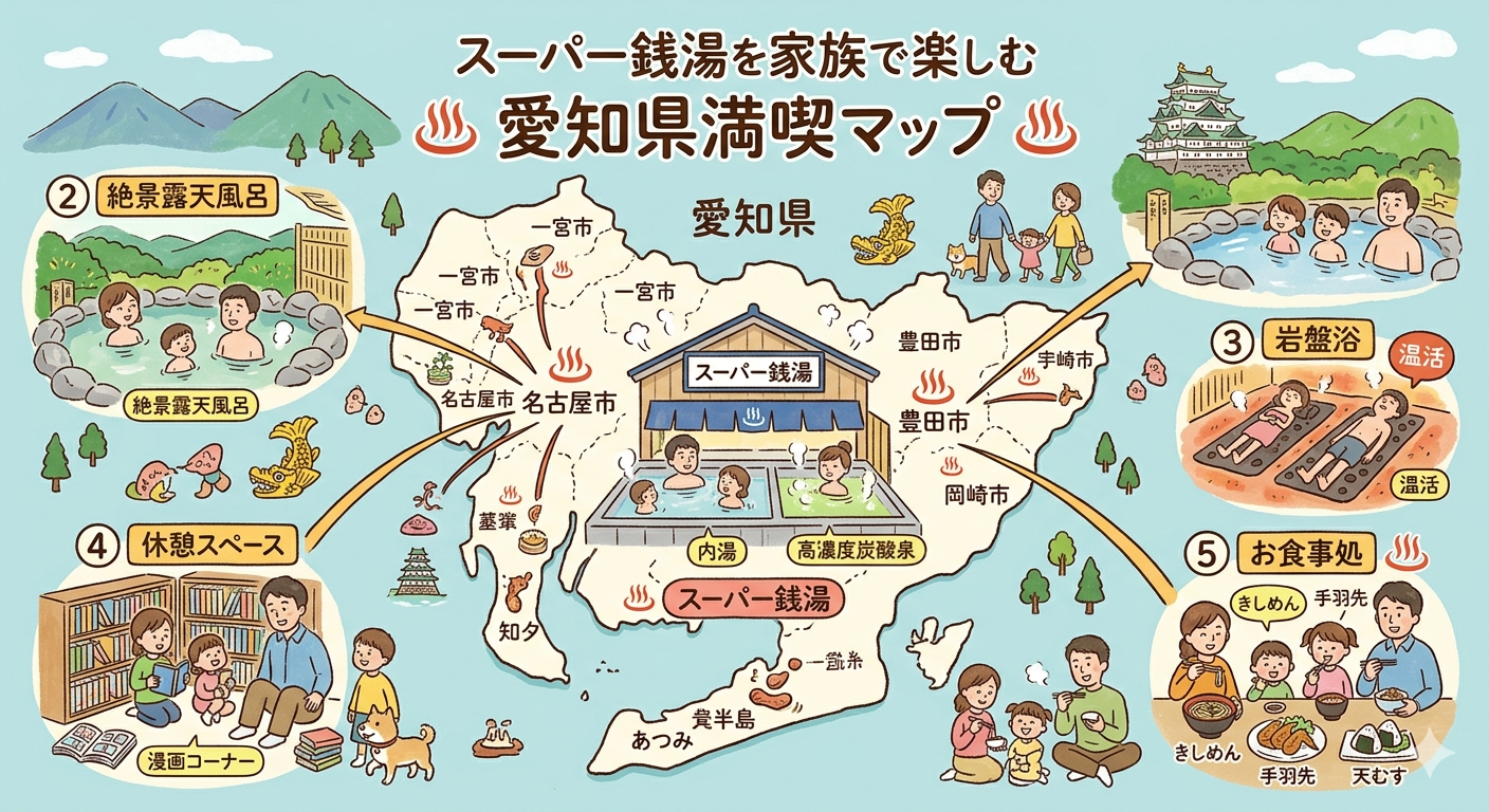 【愛知県のスーパー銭湯をすべて紹介】子育て世代にもおすすめ完全ガイド